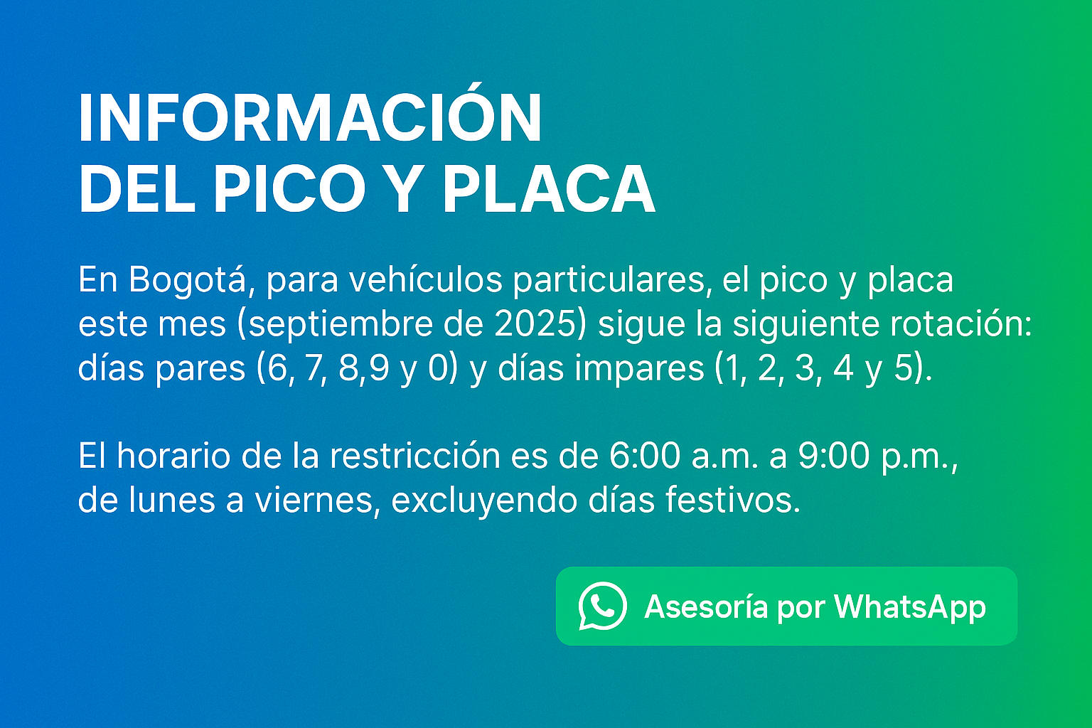 información del pico y placa